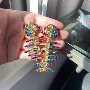 Sparkly rainbow fish earrings